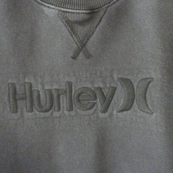 Hurley Mens Long Sleeve Sweat Shirt Dark Gray Size Medium Fleece Crew Embroidery - Picture 3 of 9